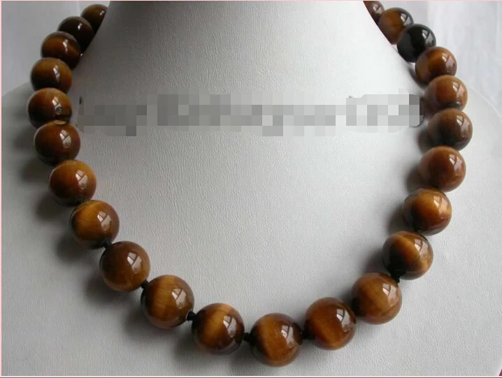 

Stunning 18" Natural 14mm Round Tiger Eyes Necklace!