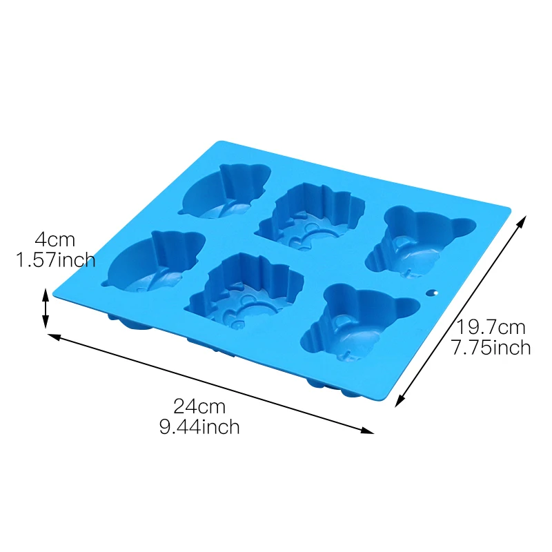 6 Holes Animal Siliocne Chocolate Mold For Pastries Cookie Pudding Jelly Mould DIY Lion Hippo Shaped Craft Clay Soap Molds