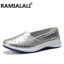 Большой размер 36–42 Лето Для женщин кожа Туфли без каблуков Для женщин на платформе слипоны на толстой мягкой Женские туфли-лодочки Мокасины женские