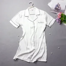 Для женщин атласные шарфы ночная рубашка новая летняя ночная рубашка короткий рукав, одежда для сна, сексуальный nightgwear Повседневное Ночное платье интимное нижнее белье