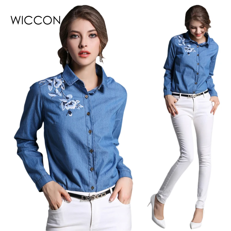 jean blouse Women embroidered denim blouse flower vintage wash denim shirt women jeans shirt tops clothes femme denim blouses jean blouse Women embroidered denim blouse flower vintage wash denim shirt women jeans shirt tops clothes femme denim blouses