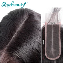 Rosabeauty глубокая часть закрытие бразильские Прямые Закрытие 2x6 Кружева Закрытие человеческих девственных волос отбеленные узлы с детскими волосами