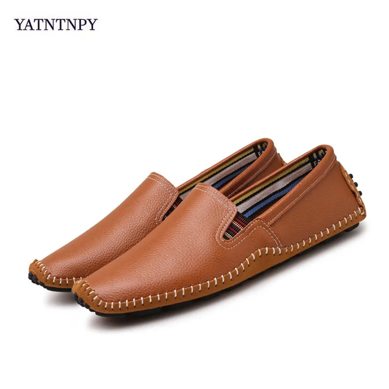 

YATNTNPY Big size New Casual Men Shoes men formal shoes genuine leather Soft bottom Manual spadrilles Slip-On Leisure flat Mocc