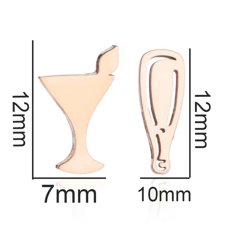 Oly2u Punk Night Bar Wine Cup&Music Note Earings Stainless Steel Funny Game Pad Studs Earrings for Women Kids Accessories