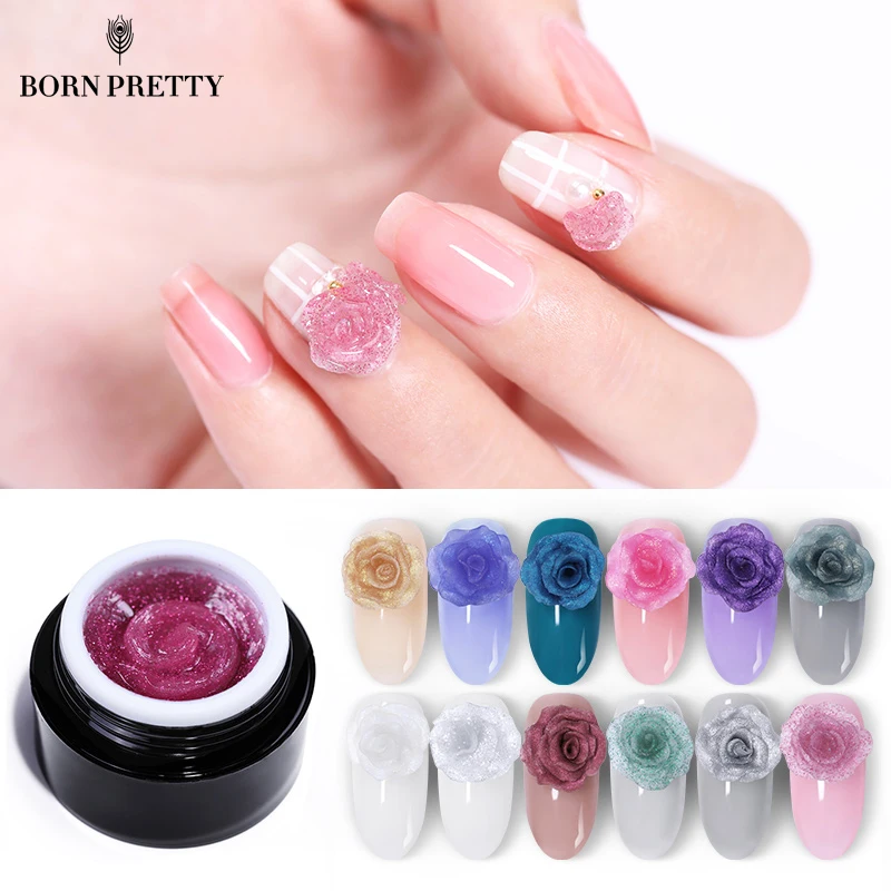 

BORN PRETTY Glitter Carve Gel Polish 5ml Professional Shimmer Soak Off UV Gel Design 3D Nail Art Varnish Manicure DIY