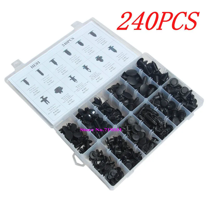 

240pcs Clip Trim Car Body Retainer Push Type Pin Rivet Panel Moulding Assortment