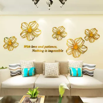 

DIY 3D Flower Wall Stickers Romantic Poster Wallpapers For Living Room Bedroom Home Decor 9 Colors Acrylic Crystal Wall Stickers