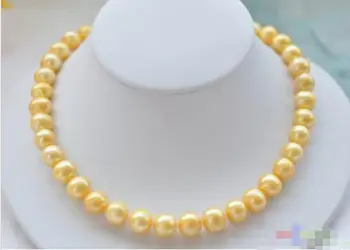 

Hot sale new Style >>>>>REAL 17" 12mm ROUND GOLDEN FRESHWATER PEARL NECKLACE