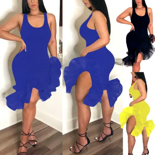 

New 2019 Women Summer Sleeveless Mini Dress Ladies Evening Party Lace Beach Sundress