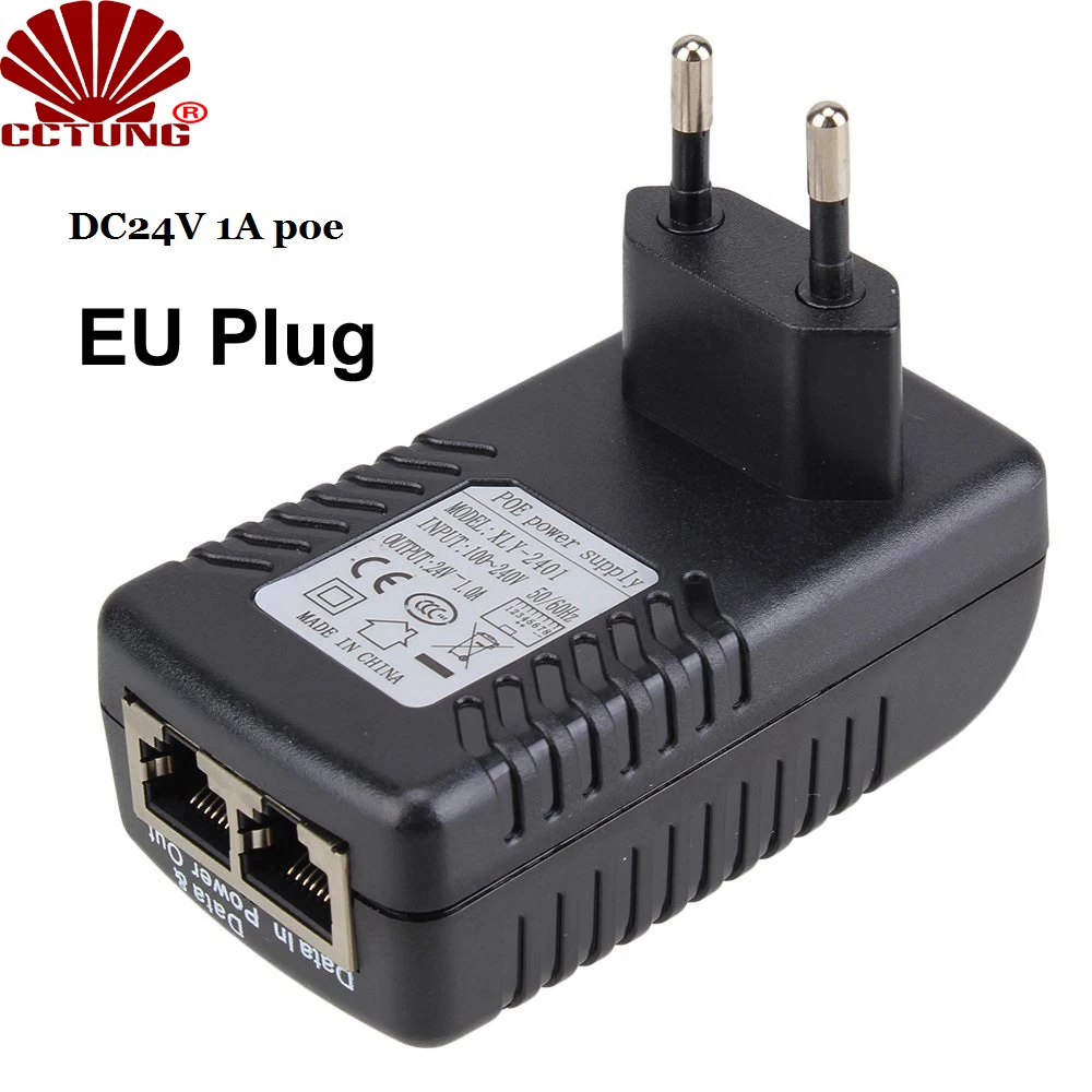 24VDC 1A 24W POE (Power on Ethernet) Injector for CCTV POE IP Camera POE Switch Ethernet Power Adapter EUUKUSAU Plug Optional_1