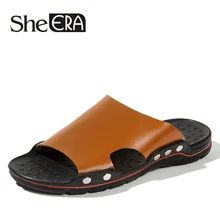 Летние мужские сандалии кожаные мужские пляжные сандалии брендовая мужская повседневная обувь слипоны Вьетнамки Zapatilla Hombre Большие размеры 38-47