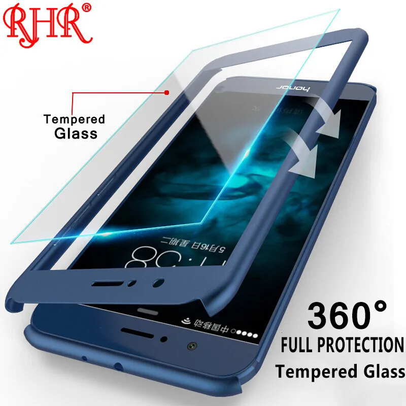 

RHR Luxury 360 Degree Full Cover Phone Case For Huawei P10 P8 P9 Lite Plus Shockproof Protection Case For Honor 8 9 Lite Shell