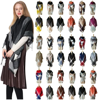 

New Classic fashion plaid scarf for women winter scarf square 140cmx140cm cashmere shawl wrap scarf gifts in stock