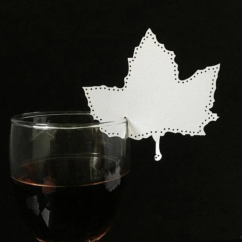 50pcs Laser Cut Art Maple Leaf Escort Cup Wine Glass Table Name Place Card Wedding Birthday Gift Event Party Favor Supplies | Дом и сад