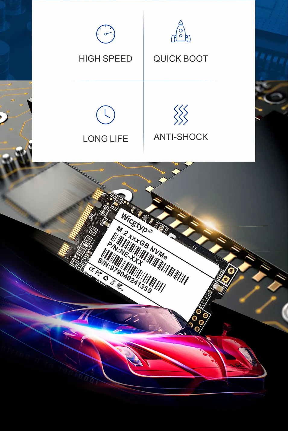 Wicgtyp M.2 PCIE NVME 22*42 SSD 512 Гб Твердотельный накопитель для ноутбука Настольные твердотельные накопители для DELL для ASUS для ACER 480 ГБ