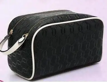 

2019 new double zipper leather cosmetic bag with large capacity and high quality gargle bag free of freight