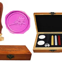 Фантазии Fishbone Vintage Пользовательские Роскошные Сургучной печати Уплотнительная Штамп Латунь Павлин Металлической Ручкой Палочки Плавления Ложка Дерева Подарочный Бокс-Сет