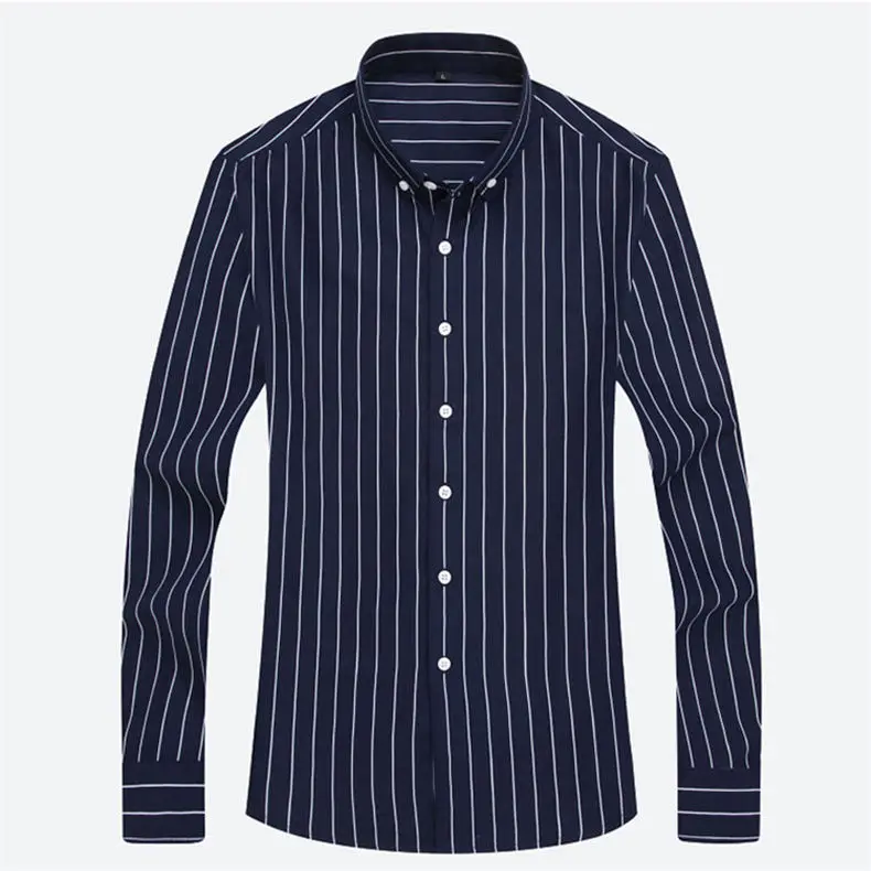 5XL Plus Large Size Striped Shirts Men Long Sleeve Casual Autumn Spring Classic Male Shirts Non-Iron Dress Shirts Man Muls Brand 15