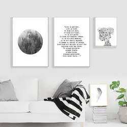 Скандинавский лес Девушка Птица пейзаж холст плакат Nordic вдохновляющие печати стены Книги по искусству задыхаясь черный, белый цвет