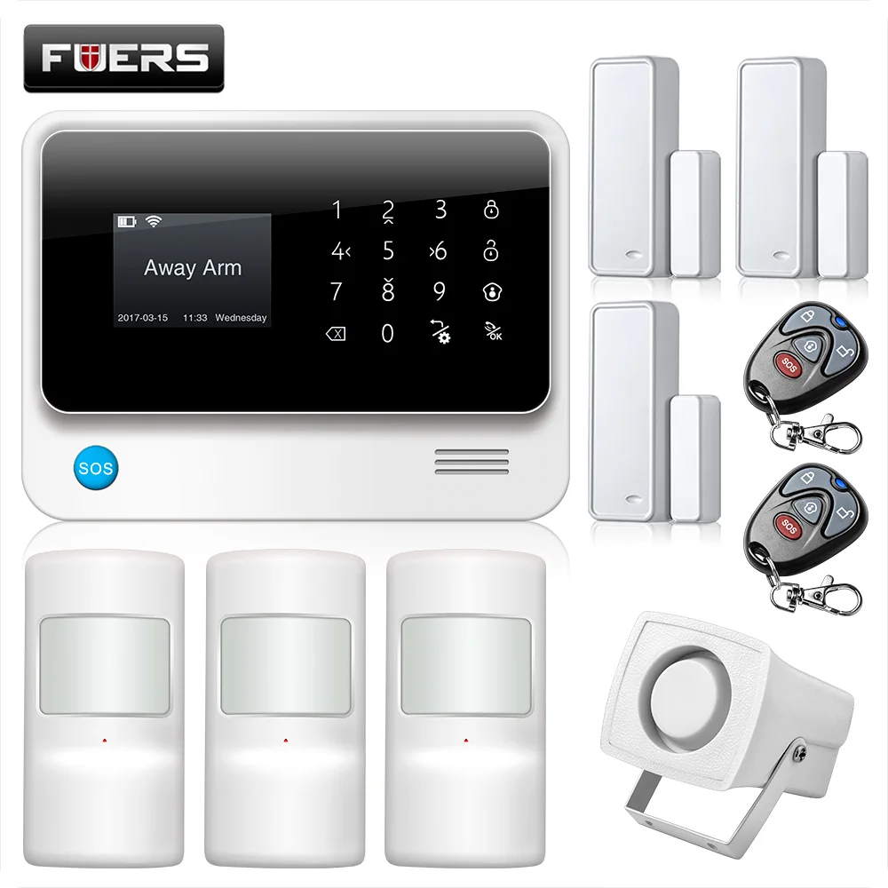 

Fuers G90B 3G WiFi GSM GPRS SMS Wireless Home Security Alarm System IOS Android APP with Remote Control Detector Sensor