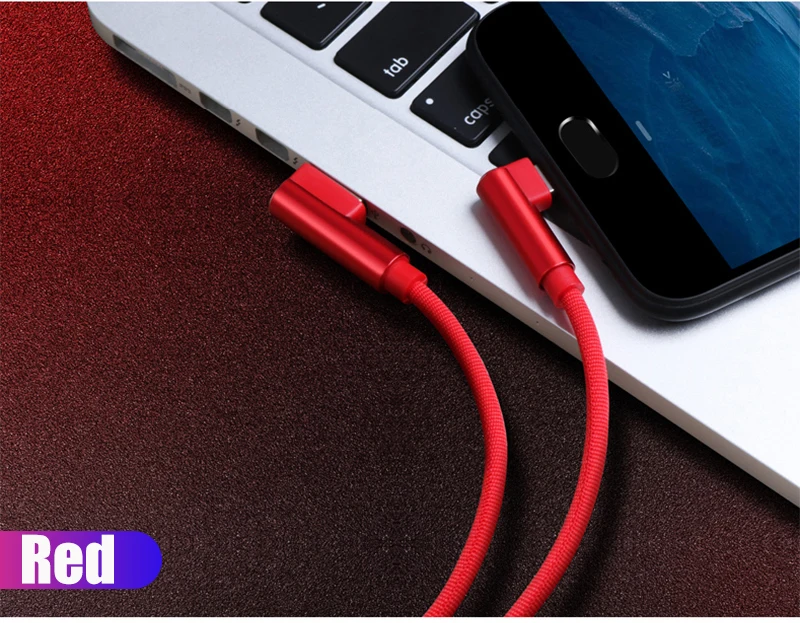 Micro USB кабель для samsung, Xiaomi, huawei, Android, USB зарядное устройство, 90 градусов, тип L, Micro USB кабель для быстрой зарядки телефона, кабель для передачи данных - Цвет: Красный