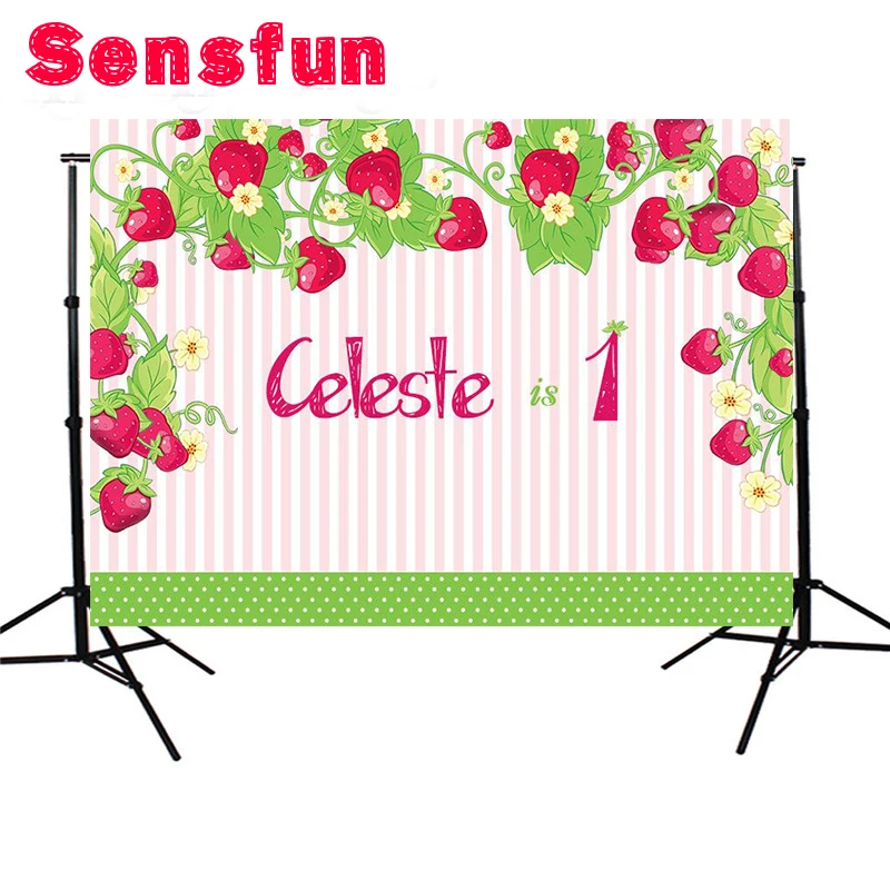 

SXY1195 Cartoon Strawberry Party for Girls First Birthday Newborn Custom Photography Studio Backgrounds Photo Backdrops 5x3ft