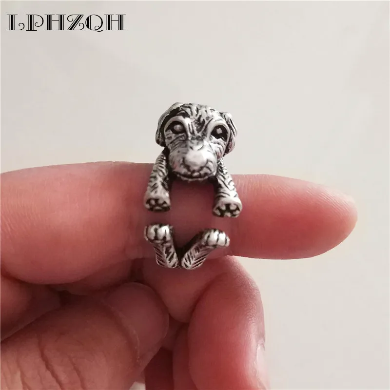 LPHZQH модное ретро кольцо регулируемое милое 3D Пудель собака для женщин мужчин