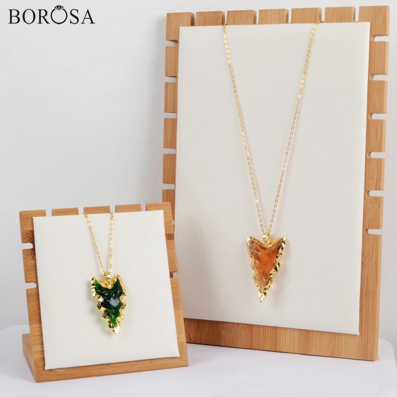 Ожерелье золотистого цвета borosa из грубого радужного стекла с подвеской в форме