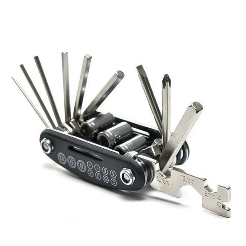 

Bicycle Repair Combination Tool 16 In One Screwdriver Set Multi-function Folding Repair Car Tire Wrench Set