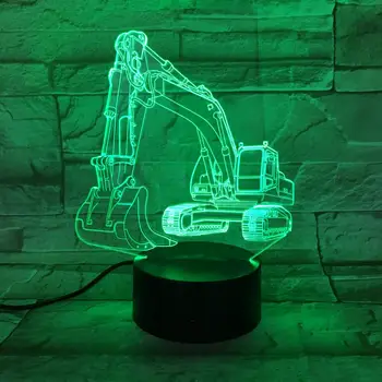 

Led Night Light Excavator Decoration 3d Illusion 7 Color Changing Childrens Kids Baby Nightlight Gifts Table Lamp Bedroom Decor