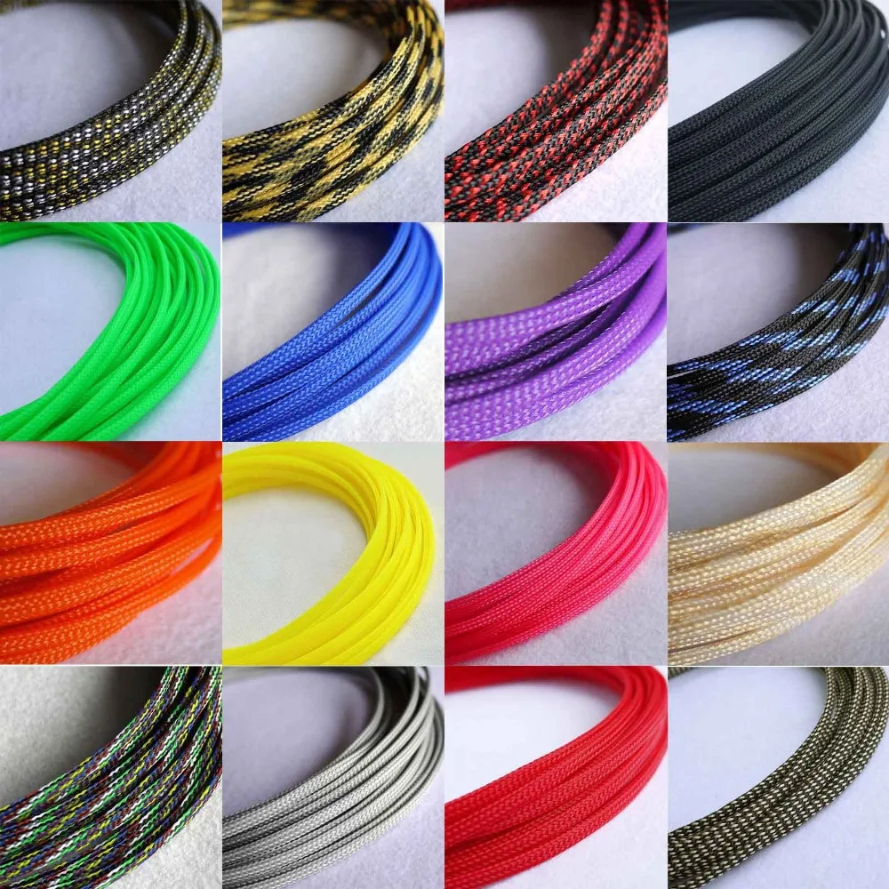 

4mm Braided Expandable Sleeve PET Tight Wire Wrap High Density Insulated Cable Harness Line Protector Cover Sheath Single Color