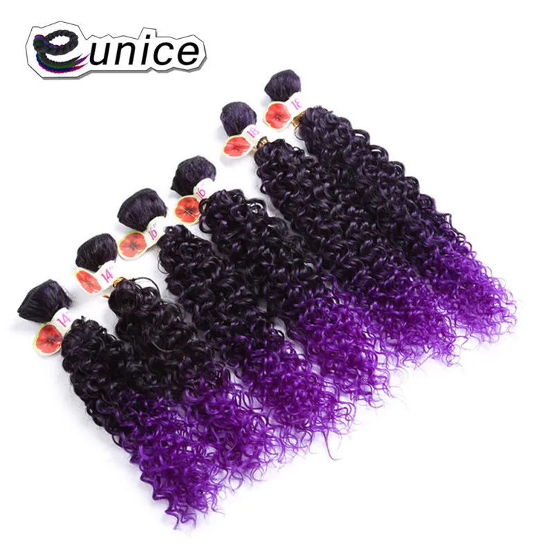 Ombre Jerry Curly Synthetic Hair Weave Bundles Colored Sew in hair Extensions  (37)