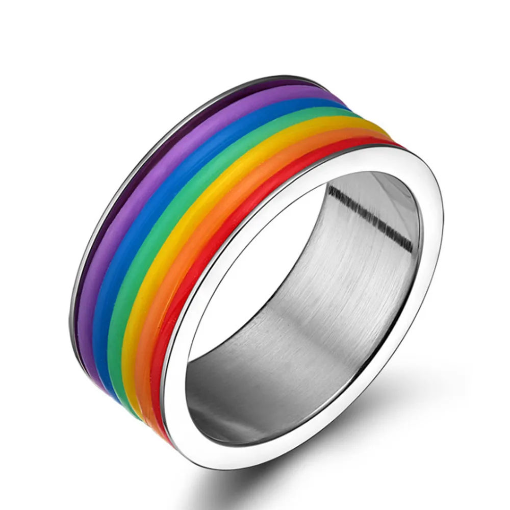 Titanium Ring For Men Women Lovers Wedding Bands Trendy Rainbow Rings Pride Jewelry Gifts USA Size Hot Sale | Украшения и