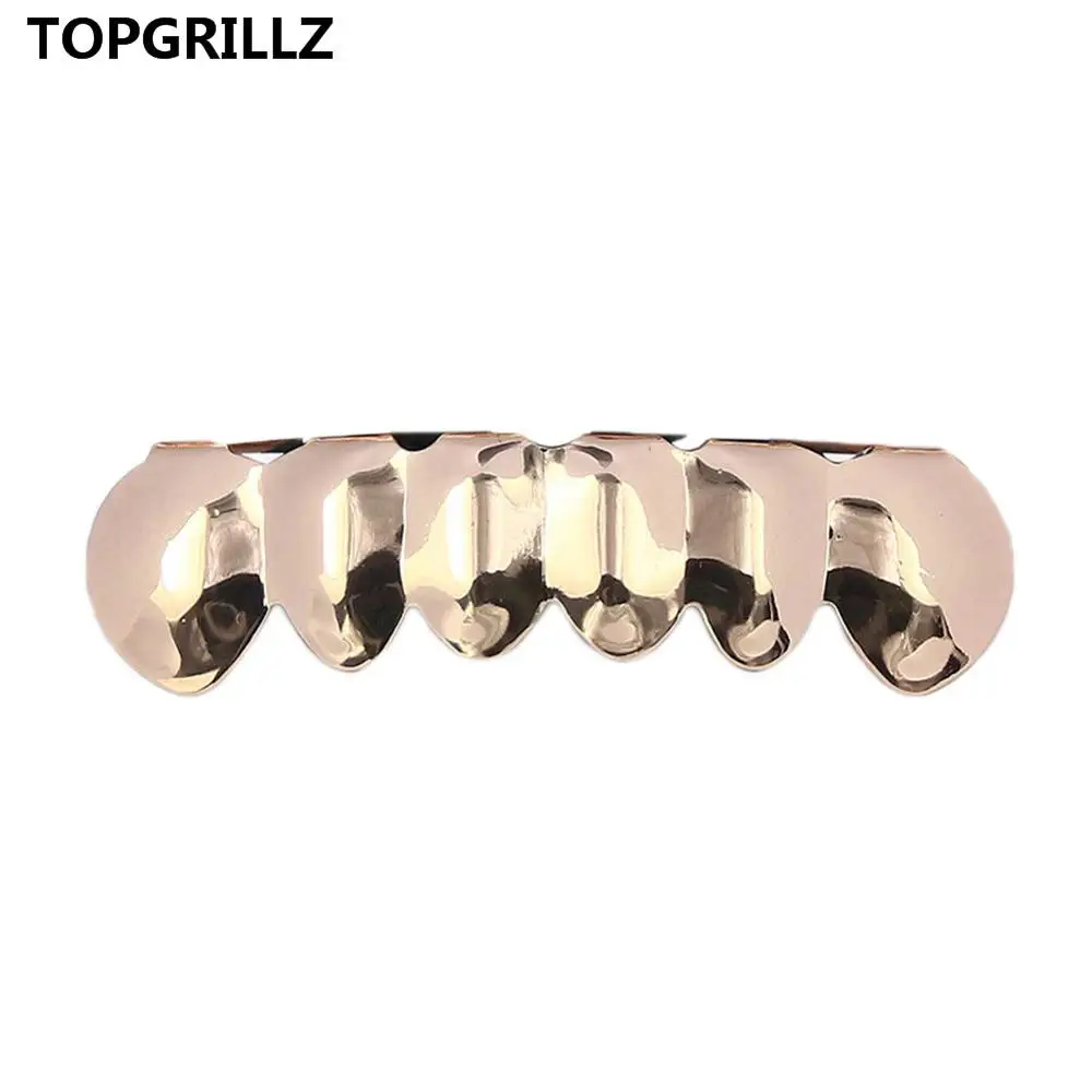 TOPGRILLZ позолоченные хип-хоп ЗУБЫ Grillz пламя лист сверху и снизу гриль набор с силиконовыми вампирскими зубами Рождественский подарок - Окраска металла: rose bottom