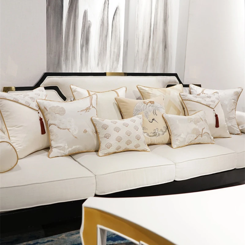 

Luxury Cushion Cover Elegant Beige Embroidery Pillow Cover Peaceful Cloud Throw Pillows Cojines Decorativos Para Sofa Commission