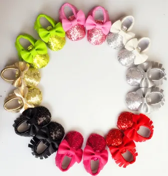 

New 8-Colors Tassel Leather Baby Shoes Bling Moccasins Baby Toddler Shoes Unisex Newborn Baby Shoes First Walkers free shipping