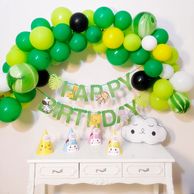 Birthday Party Decorations Kids Yellow Green Latex Balloon Garland Set Baby Shower Animal Ballon