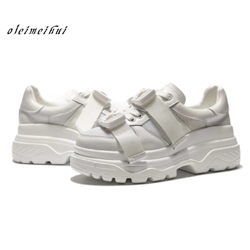 

New design Women Casual Shoes high street Thick bottom platform shoes for lady breathable flats white sapato feminino Girls