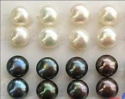 

Hot sale Free Shipping 8PCS >>>>WHOLESALE luxury 8 PAIRS OF 8-9MM tahitian WHITE BLACK PEARL EARRING A