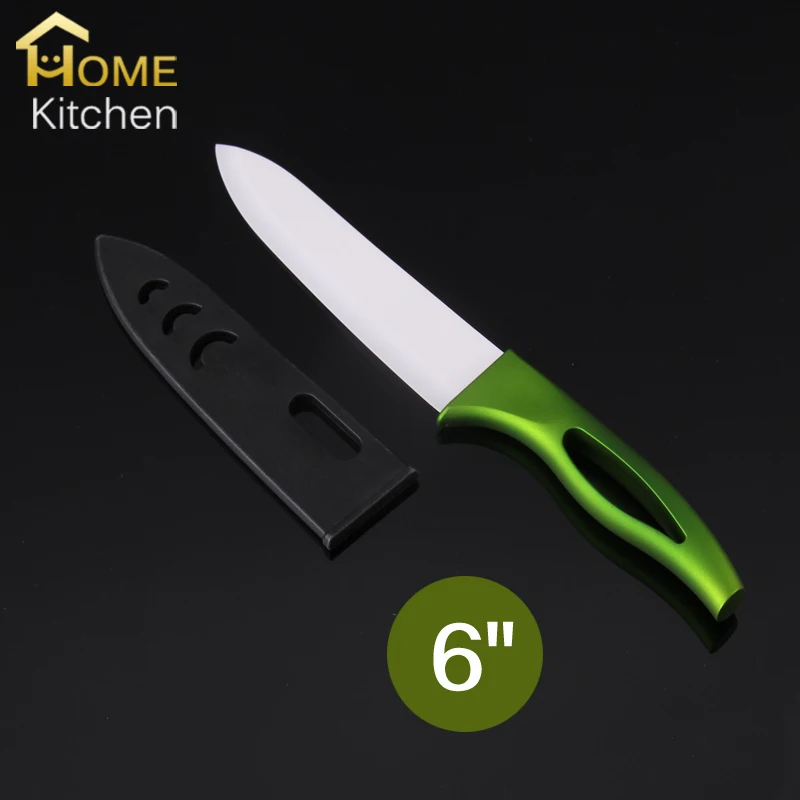 sharp 6" ceramic Knife kitchen green handle chef knives + covers free shippingin Knife Sets