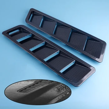 

beler 2pcs Universal ABS Solid Carbon Fiber Look Style Hood Vent Louver Cooling Panel Trim Styling