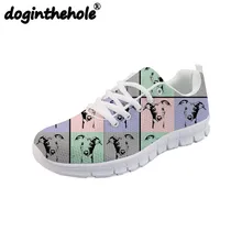 Doginthehole открытый Для женщин обувь для ходьбы Борзая Собака Печать Для женщин кроссовки Туфли без каблуков сетки обучение Дамская обувь на платформе