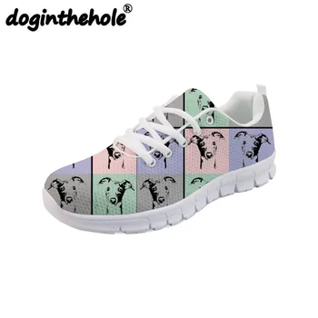 

doginthehole Outdoor Women Walking Shoes Greyhound Pet Dog Printing Women's Sneakers Flats Mesh Training Ladies Shoes Platform