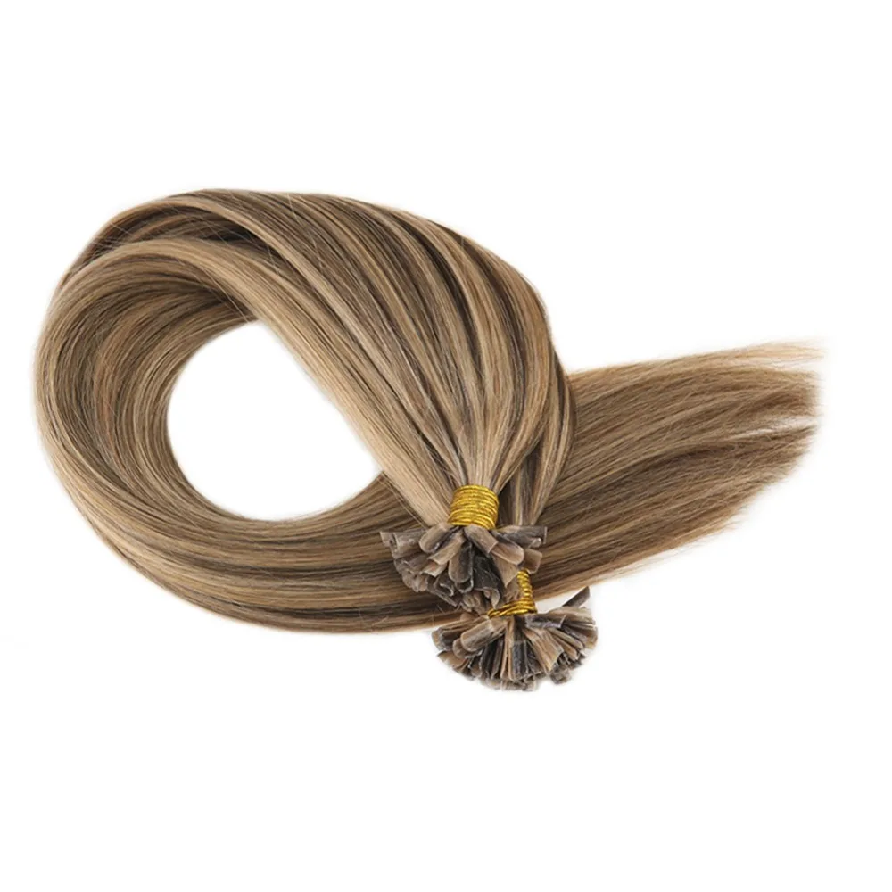 Moresoo U Tip Keratin Machine Remy Hair Extension Human Hair Highlighted Color Pre-bonded Fusion Hair 50G 100% Real Human Hair