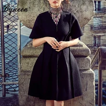 Bqueen новая мода v-образным вырезом на молнии темперамент Тонкий длинный женский базовый шерстяной женское платье пальто