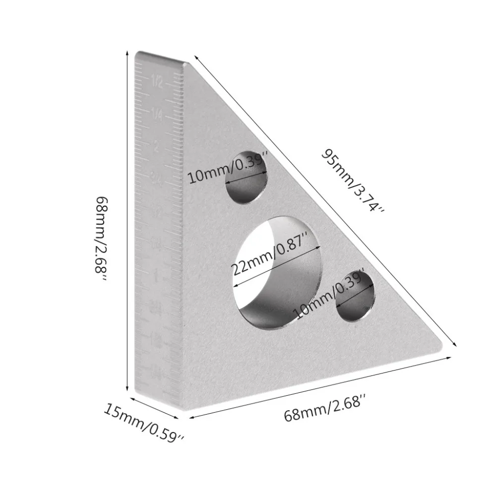 Деревообрабатывающий треугольник линейка алюминиевый сплав метрический дюйм высота линейка квадратная линейка