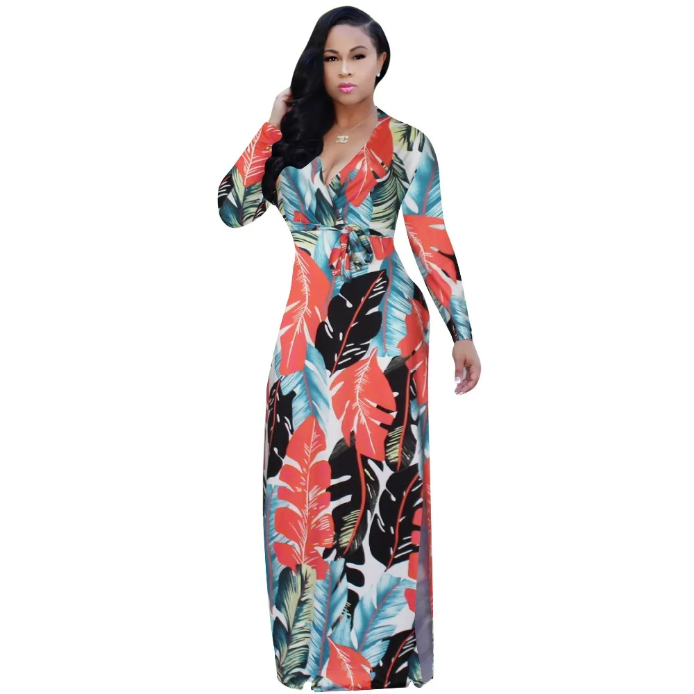 

Summer Long Dress feather Print Boho Beach Dress Sexy Elegant Bandage Bodycon Party Dress Tunic Maxi Dress Vestidos de festa