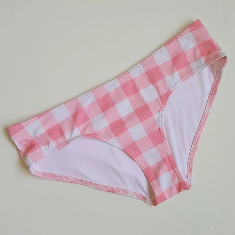 Swimmart/розовые клетчатые Трусики-бикини больших размеров, пляжные трусы для девушек, одежда для плавания, трусики, супер нейлоновые качественные женские трусики для плавания