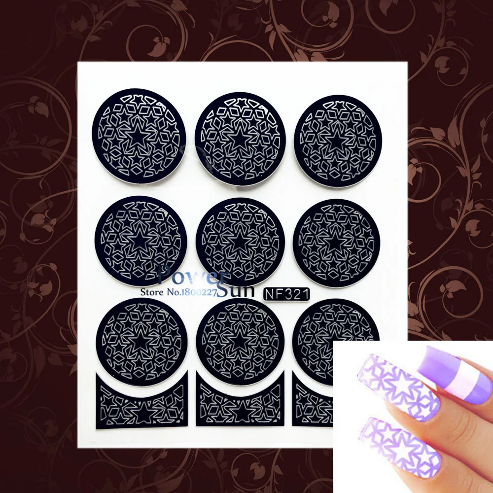 

Black Hollow Stickers Stencils Star pattern Nail Vinyls Foils Nail Art For Polish Printing Manicure Guide Nail Airbrush Decals