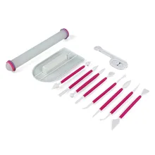 PREUP 11 шт./компл. поделки из сахара глазировка разглаживатель мастики набор для вырезания на торте Скалка моделирование DIY Набор инструментов 3 цвета новейшие